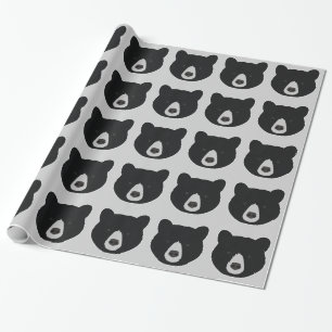 Papel De Presente Face do Urso Preto