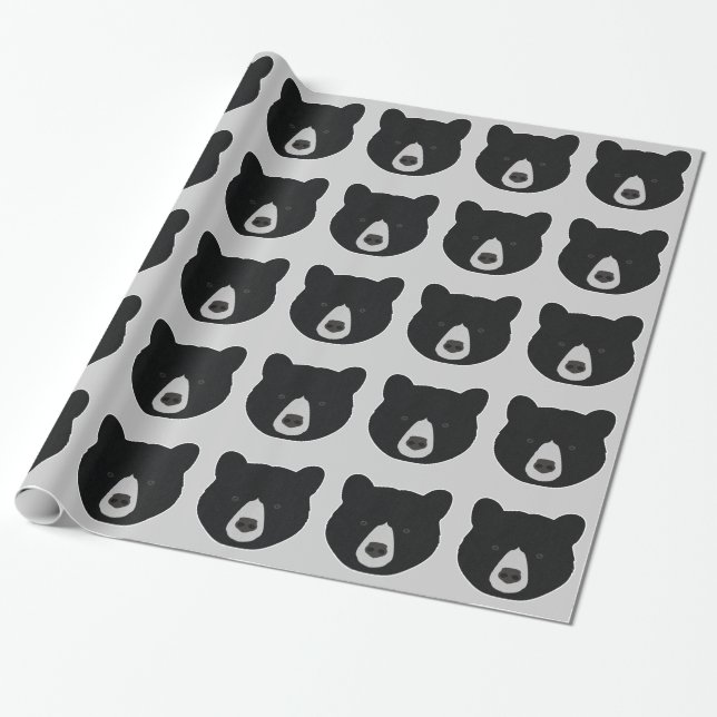 Papel De Presente Face do Urso Preto (Desenrolado)