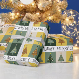 Papel De Presente Fácil Árvore de Natal Verde Personalizado
