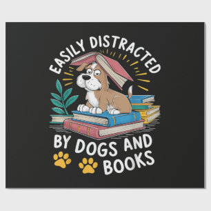 Papel De Presente Facilmente Distraído por Cães e Livros Pets Divert