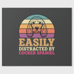 Papel De Presente Facilmente Distraído Por Cocker Spaniel Retro Cach