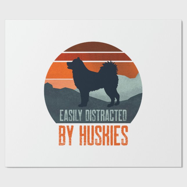 Papel De Presente Facilmente Distraído Por Huskies Passeando (Aberto)