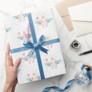 Papel De Presente Fada De Dente Bonita Com Confetti Mágico
