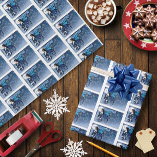 Papel De Presente Fada de Lua de inverno Azul