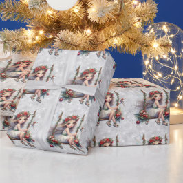 Papel De Presente Fada de Natal de Silver Glitter