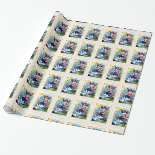 Papel De Presente Fada de Primavera de queda (Desenrolado)