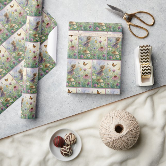 Papel De Presente Fada do Jardim com Borboletas (Artesanato)