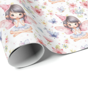 Papel De Presente Fada Fácil no Chapéu de Aniversário, Flores, Borbo