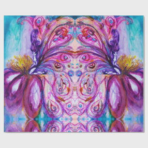 PAPEL DE PRESENTE FADA FLOR CUTE CAPRICHOSA ASAS ROSA ROXO AZUL