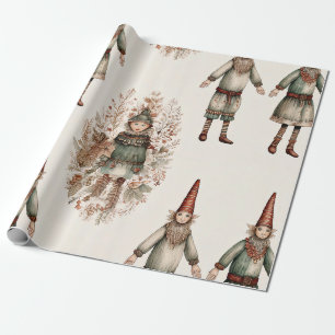 Papel De Presente Fada Natalino Caprichoso Arte Popular Creme Verde
