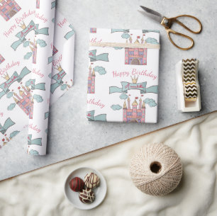 Papel De Presente Fada Rosa-Coca-Coca-Cola, Princesa, Castelo, Nome