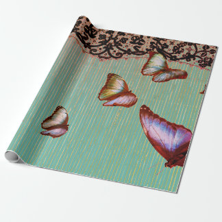 PAPEL DE PRESENTE FADS EM LAÇO VERDE E BORRACAS