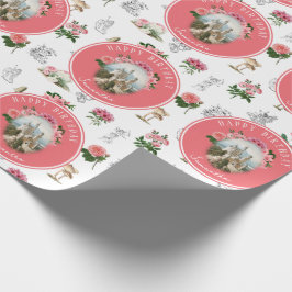 Papel De Presente Fairies Pink Floral Mushroom Fairy Castle Birthday