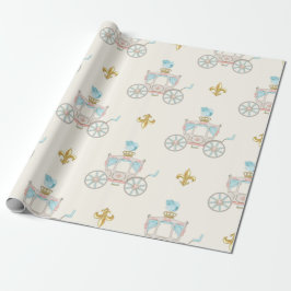 Papel De Presente Fairytalt Carruagem Real Fleur Dourado Blush Ivory