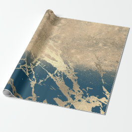 Papel De Presente Faísca Azul-Teal Dourado Marble Sand Glitter