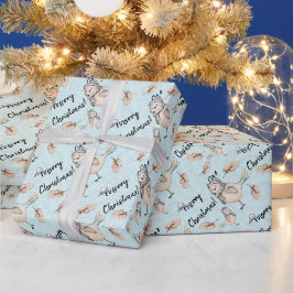 Papel De Presente Faísca Da Neve De Inverno Com Aquarela Azul