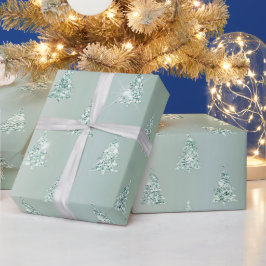 Papel De Presente Faísca das Árvores Verdes do Natal