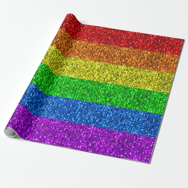 Papel De Presente Faíscas vibrantes do arco-íris com bandeira LGBT (Desenrolado)