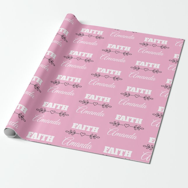 Papel De Presente Faith Heart Christian Personalizado (Desenrolado)