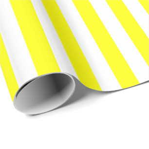 Papel De Presente Faixa Amarela/Branca