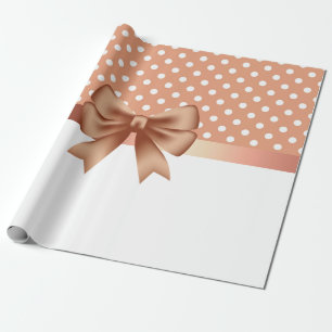 Papel De Presente Faixa de Opções e Bolinhas Douradas Rosa