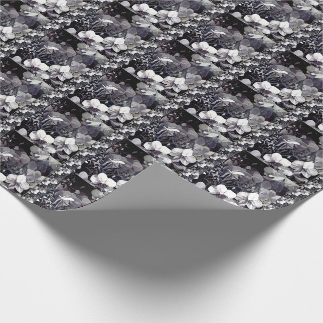 Papel De Presente Faixa de Solteiro da Orquídea Branca Negra (Ponta)