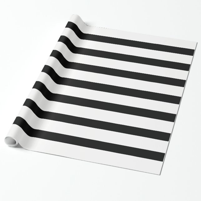 Papel De Presente Faixa Horizontal Extra Branco Preto (Desenrolado)
