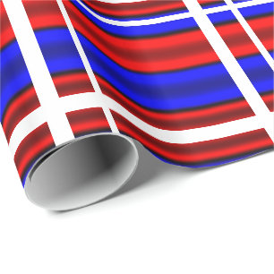 Papel De Presente Faixa Horizontal Vermelha e Azul