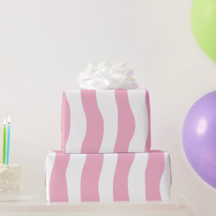 Papel De Presente Faixa Rosa Ondulada Coleção Moderna