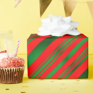 Papel De Presente Faixa Vermelha e Verde Gradiente