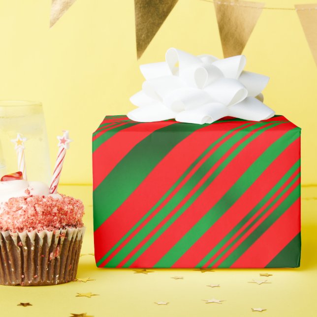 Papel De Presente Faixa Vermelha e Verde Gradiente (Festa de aniversário)