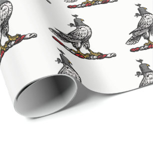 Papel De Presente Falcão de Caça Heráldico Vestindo Capacete C