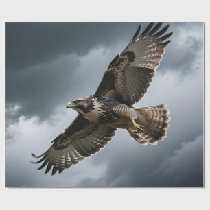 Papel De Presente Falcão Majestoso Voando Tempestade Nuvens