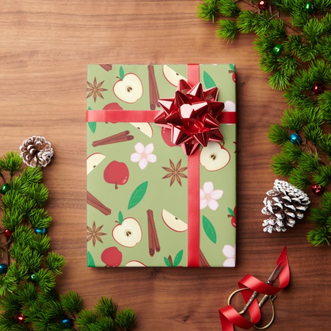 Papel De Presente Fall Cinnamon, Maçãs Sem Fios de Outono (Presente de Natal)