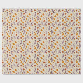 Papel De Presente Fall Maple and Lavender Gift Wrap for Thanksgiving