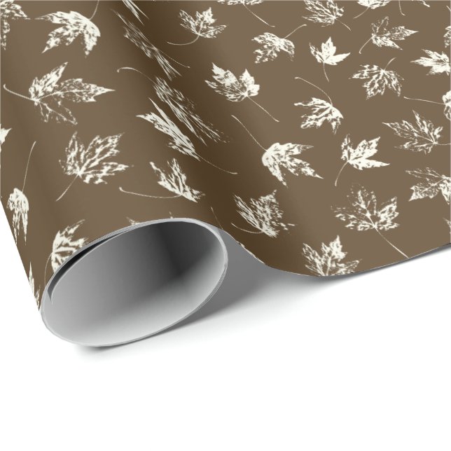 Papel De Presente Fall Maple Folhas em castanho - padrão perfeito. (Ponta do rolo)