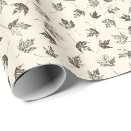 Papel De Presente Fall Maple Folhas no creme - padrão sem falhas.