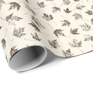 Papel De Presente Fall Maple Folhas no creme - padrão sem falhas.