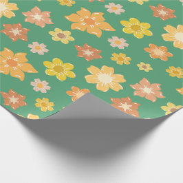 Papel De Presente Fall Ouro Blossomo Floral Aniversário Sem Costura