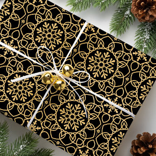 Papel De Presente Falso Dourado Falso Falso Floco de Neve de Natal e