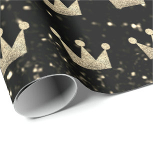 Papel De Presente Falso Dourado Sparkly de Champaigne do preto do