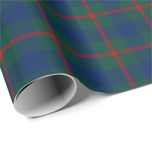 Papel De Presente Família Agnew Tartan Green e Xadrez azul (Ponta do rolo)