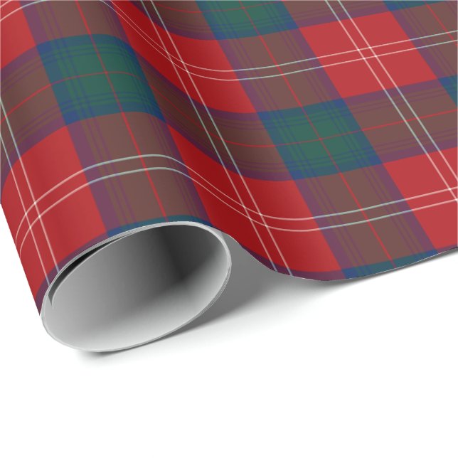 Papel De Presente Família Chisholm Tartan Red Xadrez escocesa (Ponta do rolo)