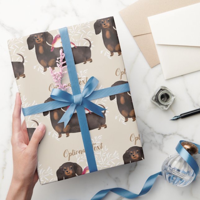 Papel De Presente Família Dachshund e Birds (Presentear)