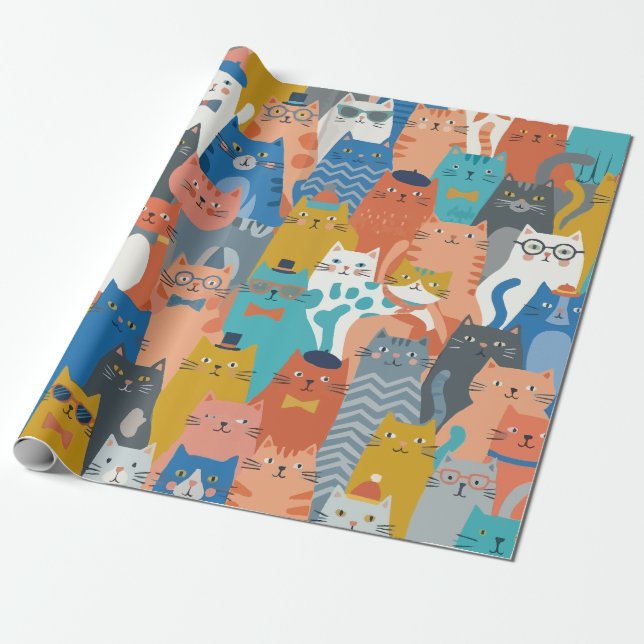 PAPEL DE PRESENTE FAMÍLIA DOS GATOS (Desenrolado)
