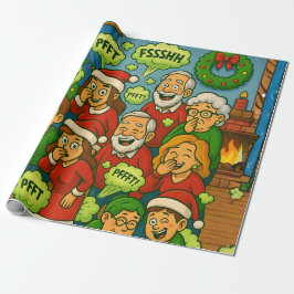 Papel De Presente Família Engraçada de Peidar no Natal