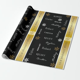 Papel De Presente Família Personalizada De 5 Natal Elegante