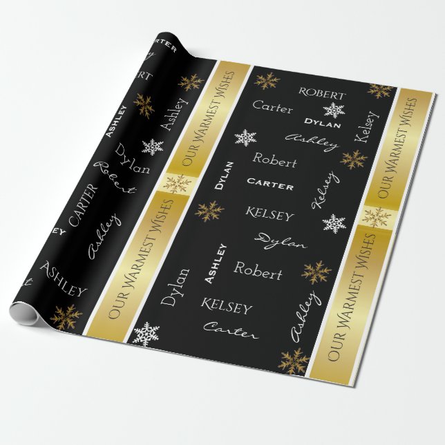 Papel De Presente Família Personalizada De 5 Natal Elegante (Desenrolado)