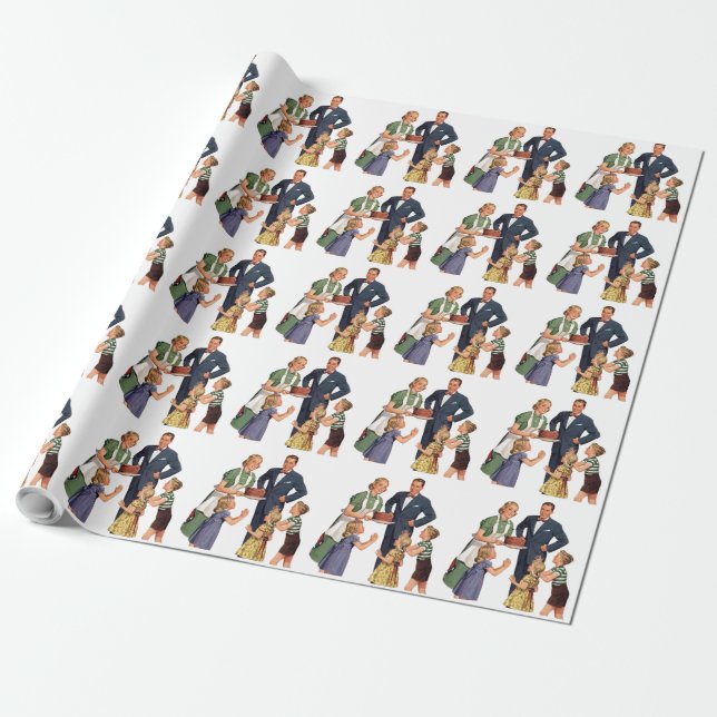 Papel De Presente Família Vintage (Desenrolado)