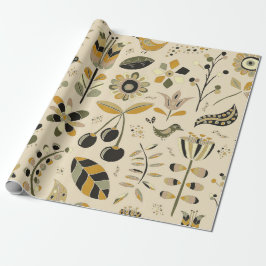 Papel De Presente Fancy Birds and Flowers